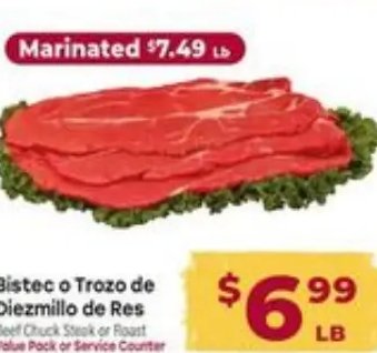 Bistec o Trozo de Diezmillo de Res