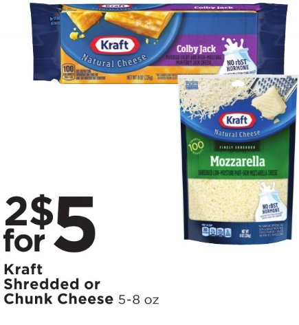 Kraft Shredded or Chunk Cheese