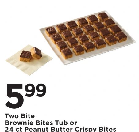 Two Bite Brownie Bites Tub or 24 ct Peanut Butter Crispy Bites