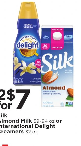 Silk Almond Milk or International Delight Creamers