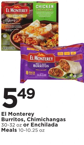 El Monterey Burritos, Chimichangas or Enchilada Meals