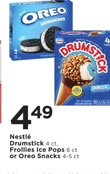 Nestlé Drumstick, Frollies Ice Pops or Oreo Snacks