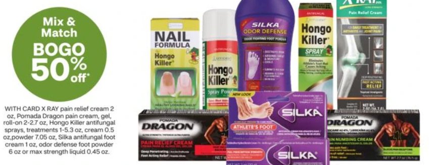 X-Ray Pain Relief, Pomada Dragon, Hongo Killer, Silka Antifungal Products