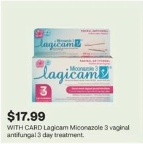 Lagicam Miconazole 3 Vaginal Antifungal 3 Day Treatment