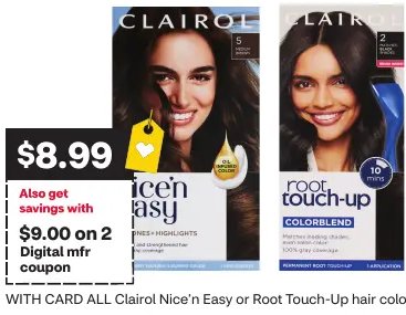 Clairol Nice'n Easy or Root Touch-Up hair color