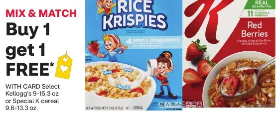 Kellogg's Rice Krispies or Special K cereal