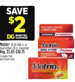 Motrin® 10-20 ct. or Dual Action 20 ct.