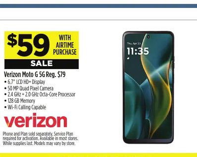 Verizon Moto G 5G Reg.