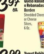 Queso Rallado o Rebanadas Borden