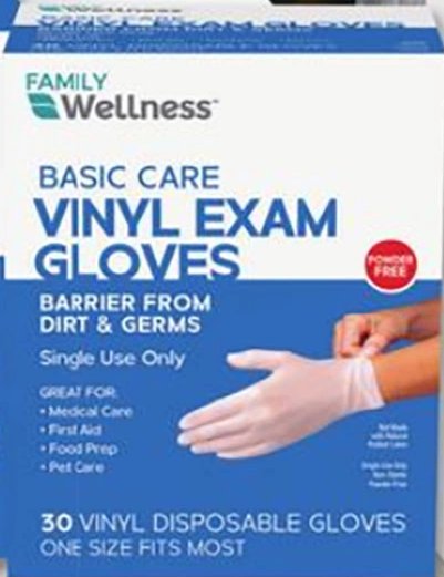 Family Wellness Basic Care Vinyl Exam Gloves
