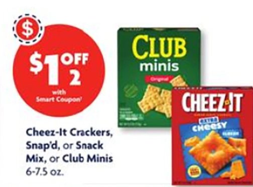 Cheez-It Crackers, Snap'd, or Snack Mix, or Club Minis