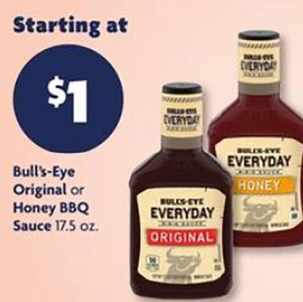 Bull's-Eye Original or Honey BBQ Sauce