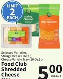 String Cheese, Shredded Cheese