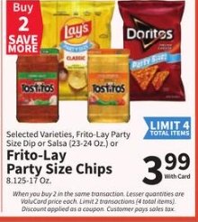 Selected Varieties, Frito-Lay Party Size Dip or Salsa or Party Size Chips
