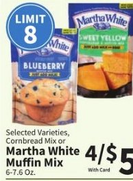 Selected Varieties, Martha White or Food Club Muffin Mix