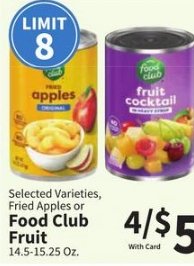 Selected Varieties, Fried Apples or Food Club Fruit