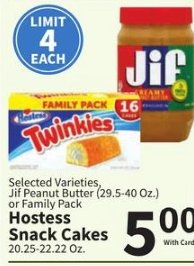 Selected Varieties, Jif Peanut Butter or Family Pack Hostess Snack Cakes