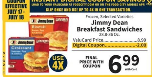 Frozen, Selected Varieties Jimmy Dean Breakfast Sandwiches