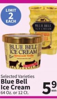 Selected Varieties Blue Bell Ice Cream