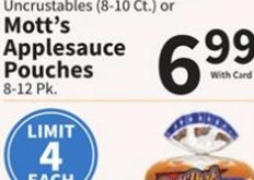Selected Varieties, Smucker's Uncrustables (8-10 Ct.) or Mott's Applesauce Pouches