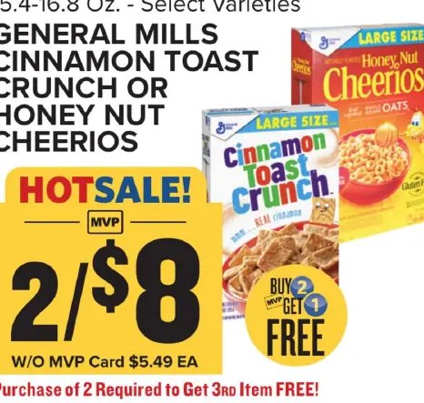 GENERAL MILLS CINNAMON TOAST CRUNCH OR HONEY NUT CHEERIOS