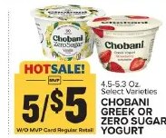 CHOBANI GREEK OR ZERO SUGAR YOGURT