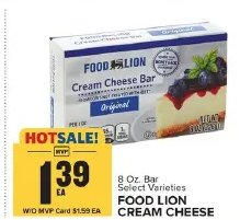 Food Lion Cream Cheese