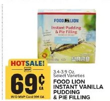 Food Lion Instant Vanilla Pudding & Pie Filling