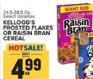 KELLOGG'S FROSTED FLAKES OR RAISIN BRAN CEREAL