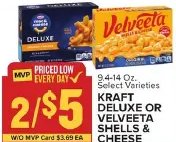 KRAFT DELUXE OR VELVEETA SHELLS & CHEESE