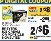 BREYERS ICE CREAM OR POPSICLE NOVELTIES