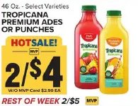 TROPICANA PREMIUM ADES OR PUNCHES