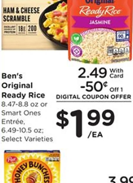 Ben's Original Ready Rice or Smart Ones Entrée