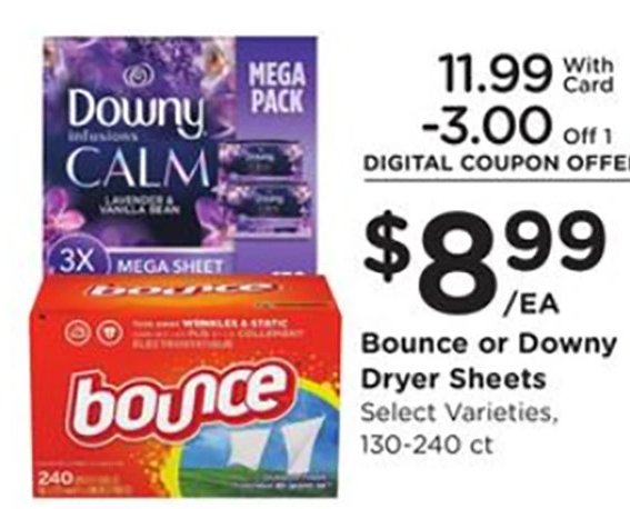 Bounce or Downy Dryer Sheets