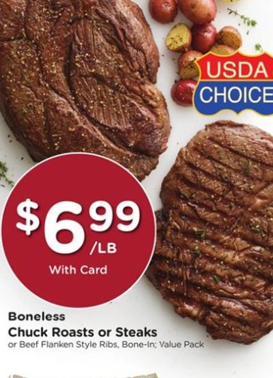 Boneless Chuck Roasts or Steaks