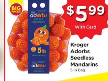 Kroger Adorbs Seedless Mandarins