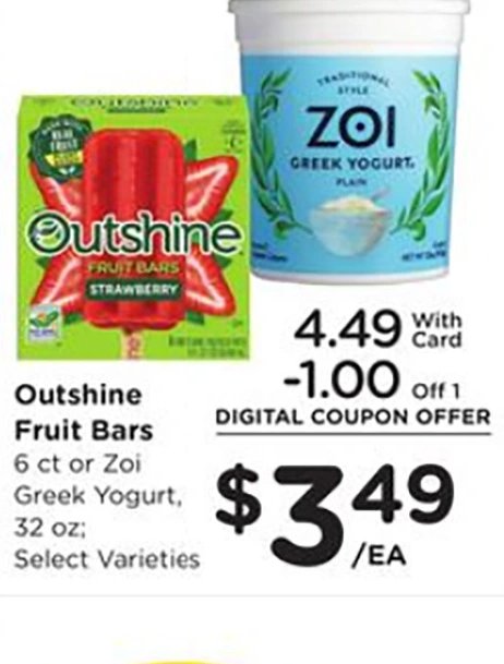 Outshine Fruit Bars or Zoi Greek Yogurt