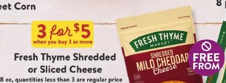 Fresh Thyme Shredded or Sliced Cheese