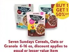 Seven Sundays Cereals, Oats or Granola