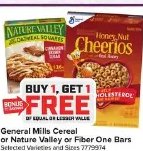 General Mills Cereal or Nature Valley or Fiber One Bars