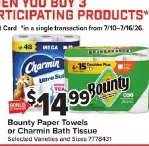 Bounty Paper Towels or Charmin Bath Tissue