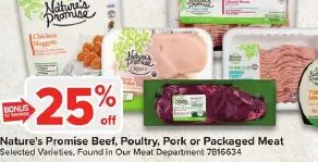 Nature's Promise Beef, Poultry, Pork or Packaged Meat