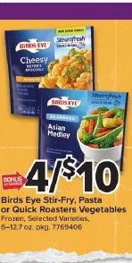 Birds Eye Stir-Fry, Pasta or Quick Roasters Vegetables