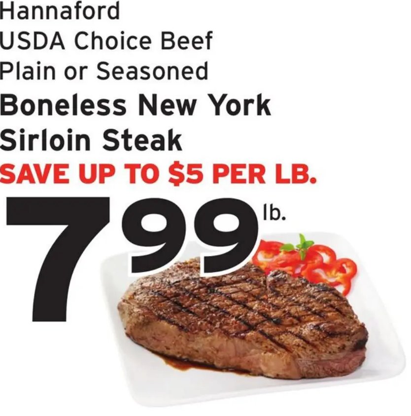 Hannaford USDA Choice Beef Plain or Seasoned Boneless New York Sirloin Steak