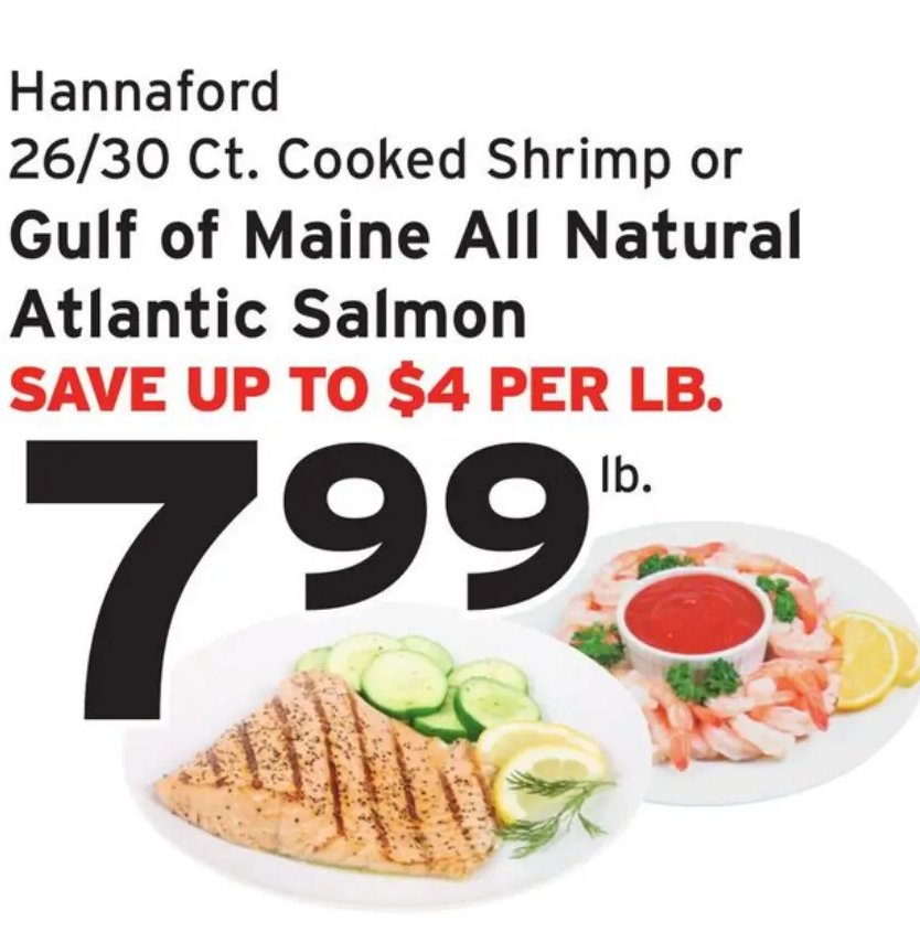 Hannaford 26/30 Ct. Cooked Shrimp or Gulf of Maine All Natural Atlantic Salmon
