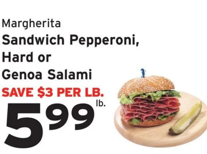 Margherita Sandwich Pepperoni, Hard or Genoa Salami