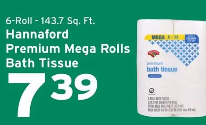 Hannaford Premium Mega Rolls Bath Tissue