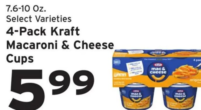 4-Pack Kraft Macaroni & Cheese Cups