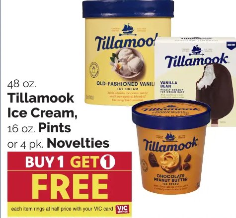 Tillamook Ice Cream, Pints or Novelties