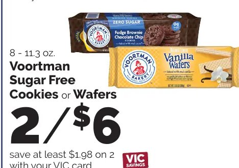 Voortman Sugar Free Cookies or Wafers